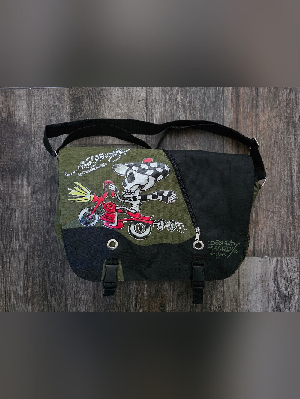 Ed Hardy "Speedy Skeleton" Messenger Bag